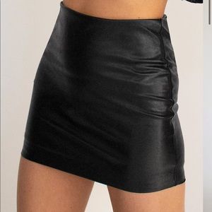 Black Vegan Leather Mini Skirt